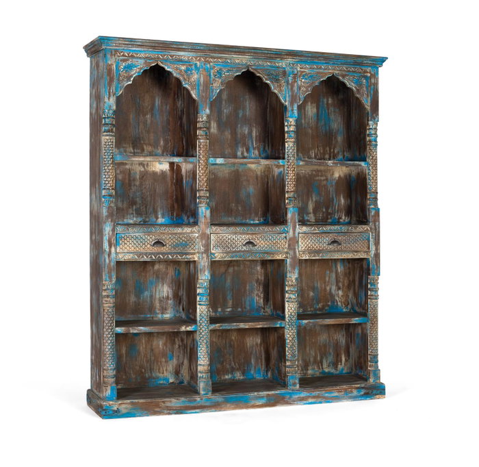 GINER Y COLOMER Aparador bleu vieilli en bois de manguier 170 cm